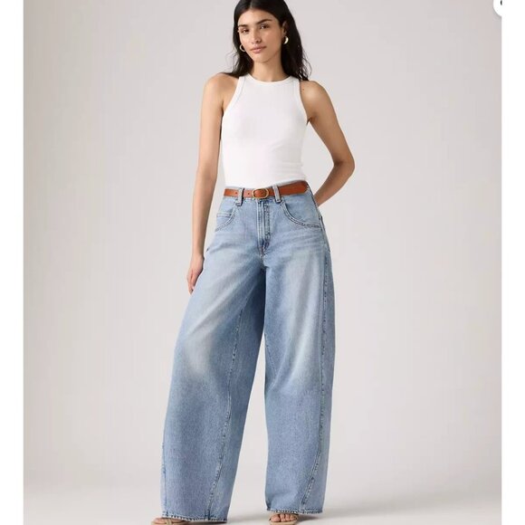 Levi's Premium Super Baggy Barrel Women's Jeans 30x30 Table Talk - Medium Wash - Picture 1 of 5